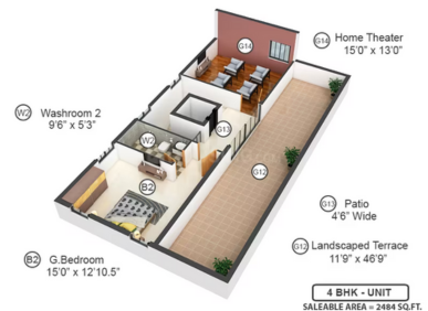 4 BHK villa 2484 sq.ft in Mankhal