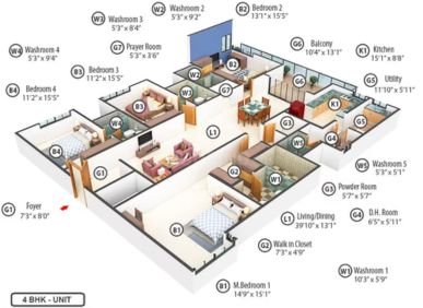 3.5 BHK Sobha Waterfront Flats For Sale In Somajiguda