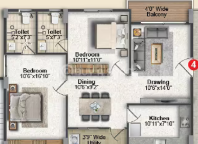 2 BHK Flat in SM Sapphire, Chandanagar