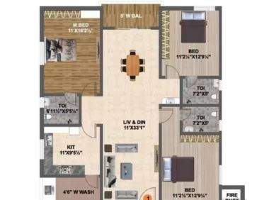 3 BHK flat for sale at Venkatadri Vajras Abode in Kukatpally